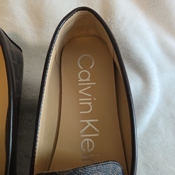Calvin Klein Women's Logo Loafers Slip-On Flats Monogram CK Brown Size 7.5M - Picture 5 of 12